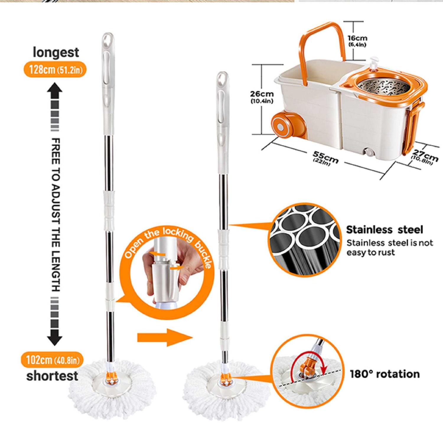 Masthome® Easy Wring Microfiber Spin Mop & Bucket System Set - Image 3