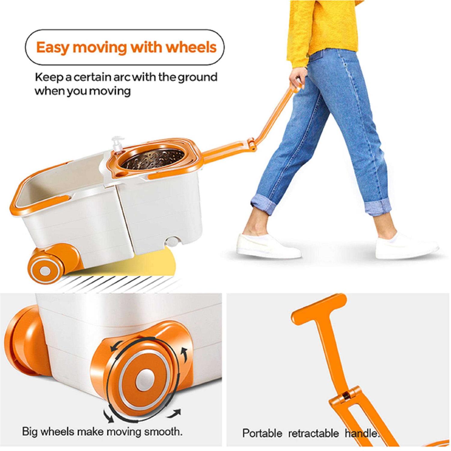 Masthome® Easy Wring Microfiber Spin Mop & Bucket System Set - Image 4