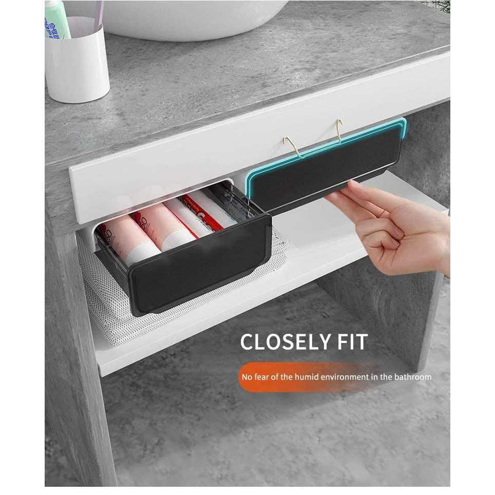 ELJIF Under Desk Drawer Office Organizer Storage Cabinet Self-adhesive Organizer Box - Image 4