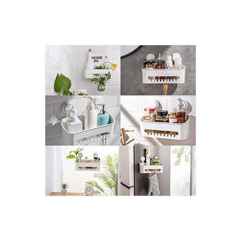 LEVERLOC Shower Suction Cup Shelf Basket One Second Installation Removable Powerful Organizer Max Hold 22lbs Suction Bathroom Caddy Waterproof Shower - Image 2