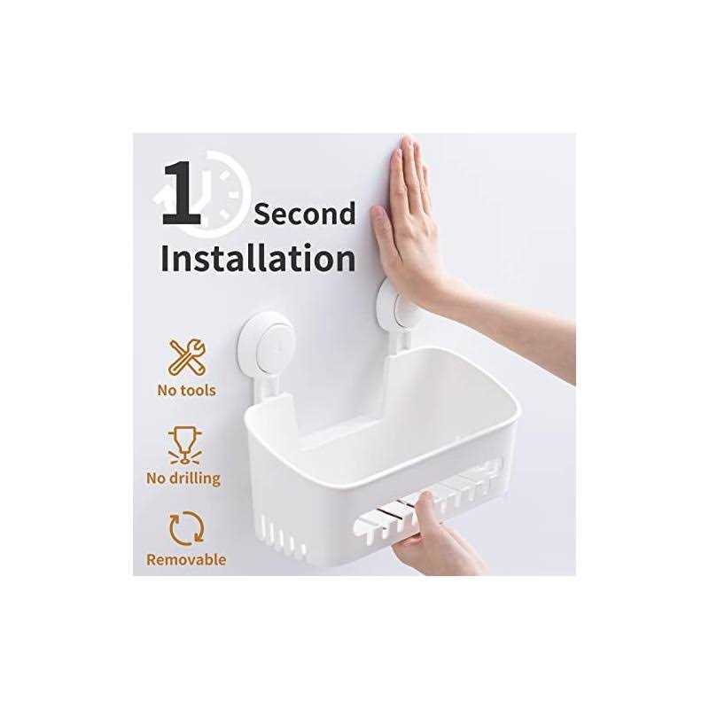 LEVERLOC Shower Suction Cup Shelf Basket One Second Installation Removable Powerful Organizer Max Hold 22lbs Suction Bathroom Caddy Waterproof Shower - Image 4