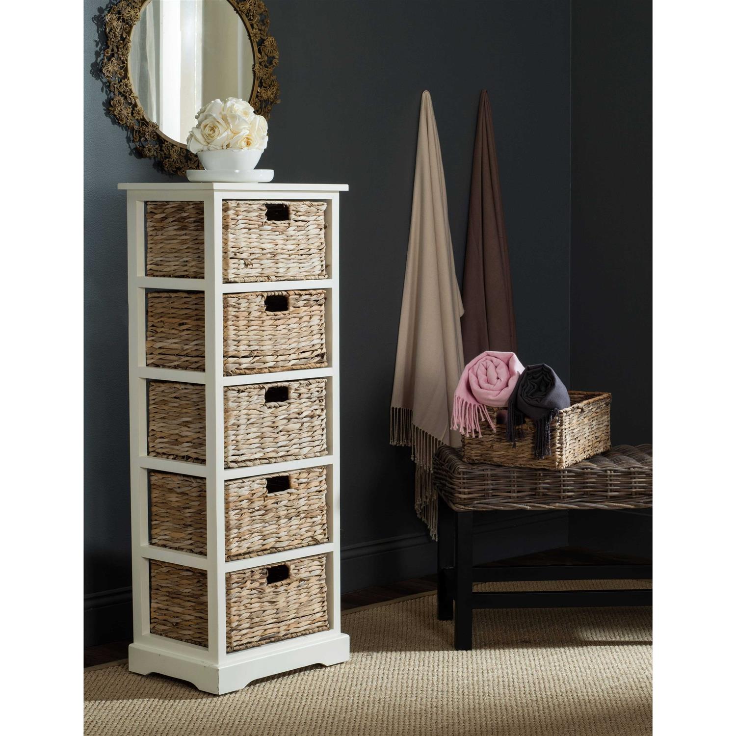 SAFAVIEH Vedette 5 Wicker Basket Storage Tower - Image 5