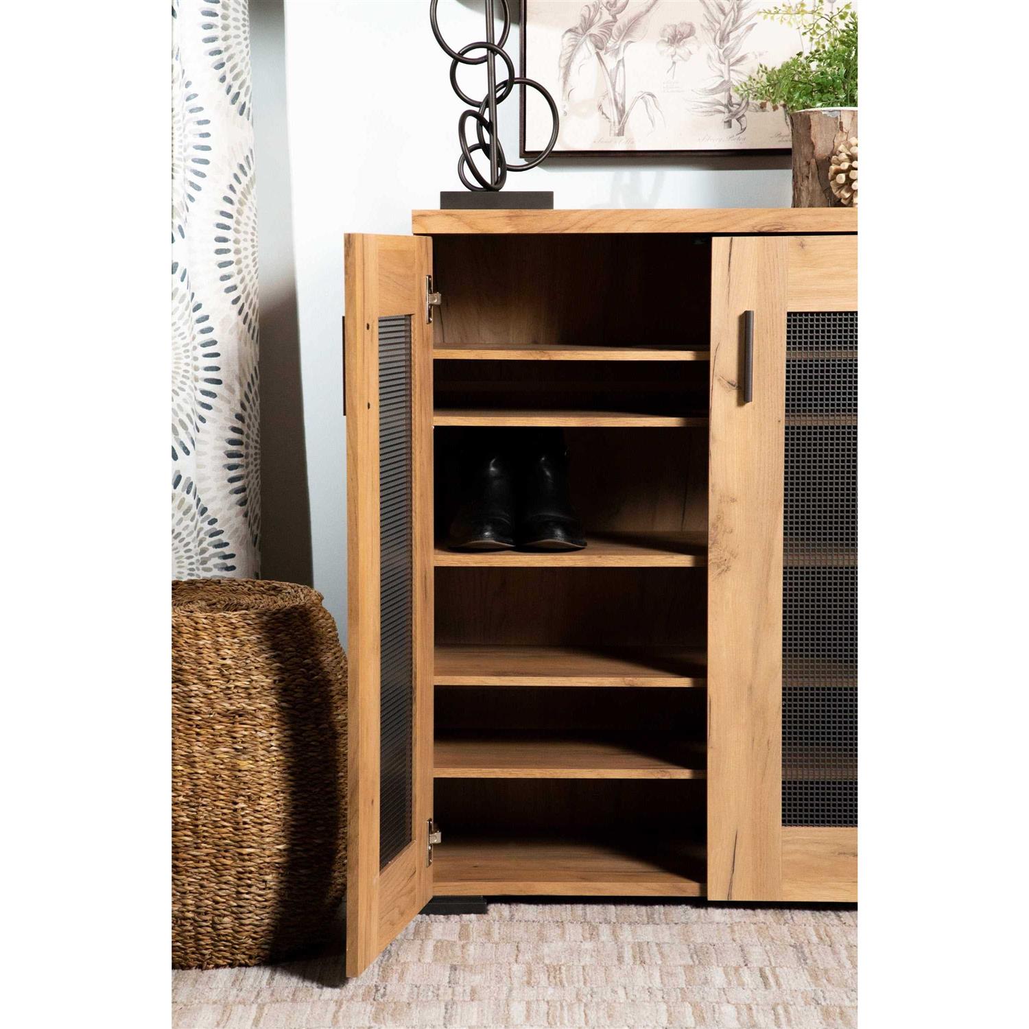 Coaster Golden Oak Metal Mesh Door Accent Cabinet - Image 2