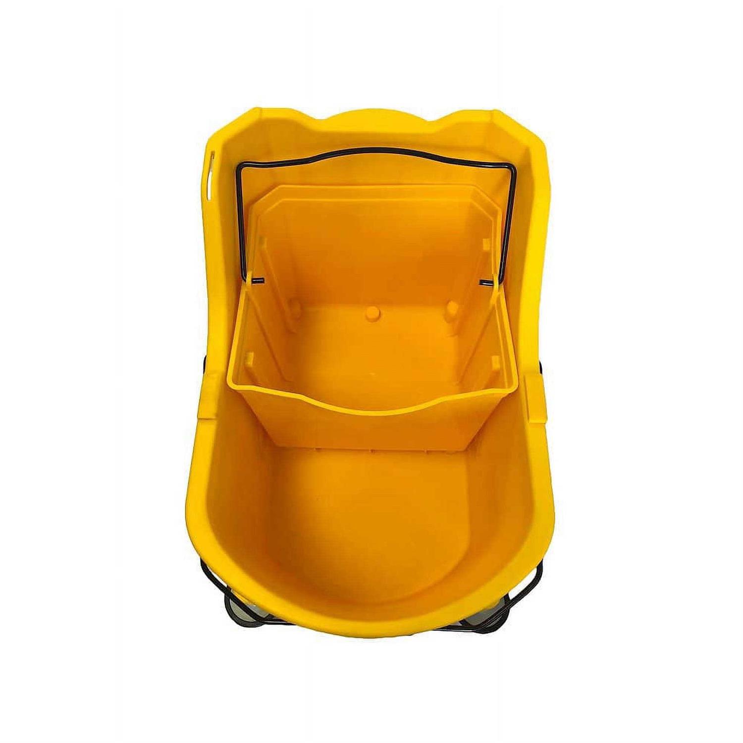 Commercial-grade Mop Bucket with Separator & Dirty Water Pail Metal Casters - Image 2