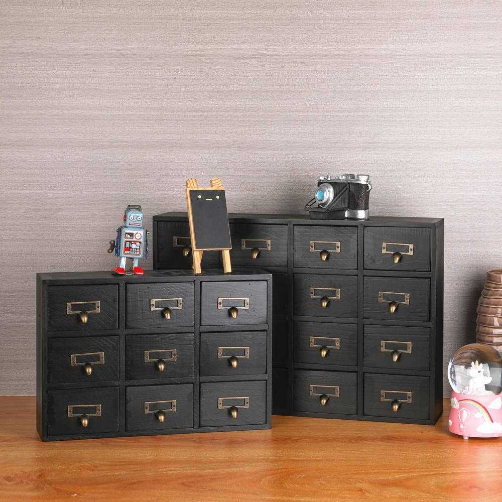 PACKGILO 16 Drawers Apothecary Cabinet with Drawers Tabletop Apothecary Chests and Cabinets Library Card Catalog Cabinet Herb Storage Box Wooden - Image 5