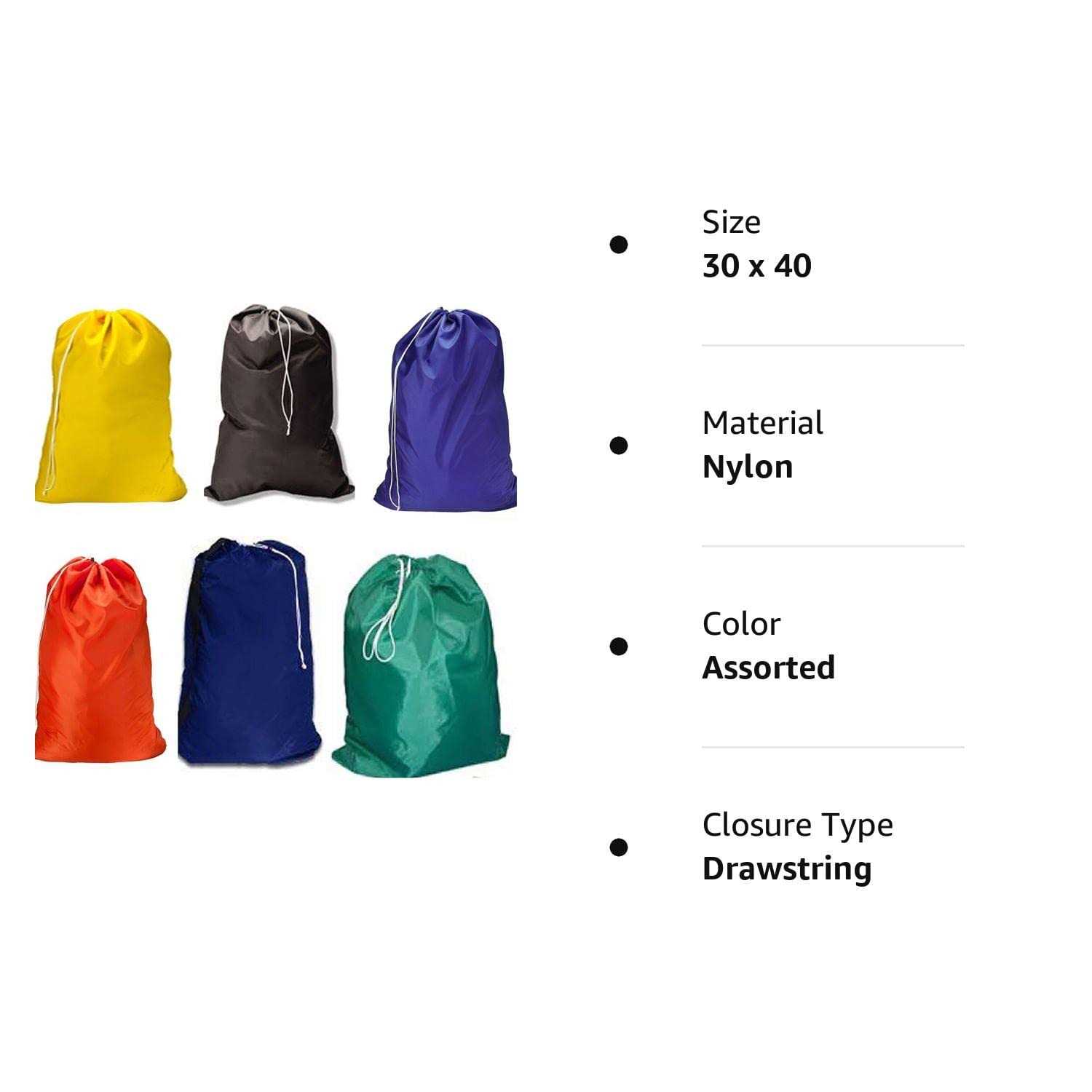 Homelux Large 30 X 40 Inch Heavy Duty Nylon Laundry Bag with Drawstring Slip Lock Closure, Assorted colors and Designs - Image 4