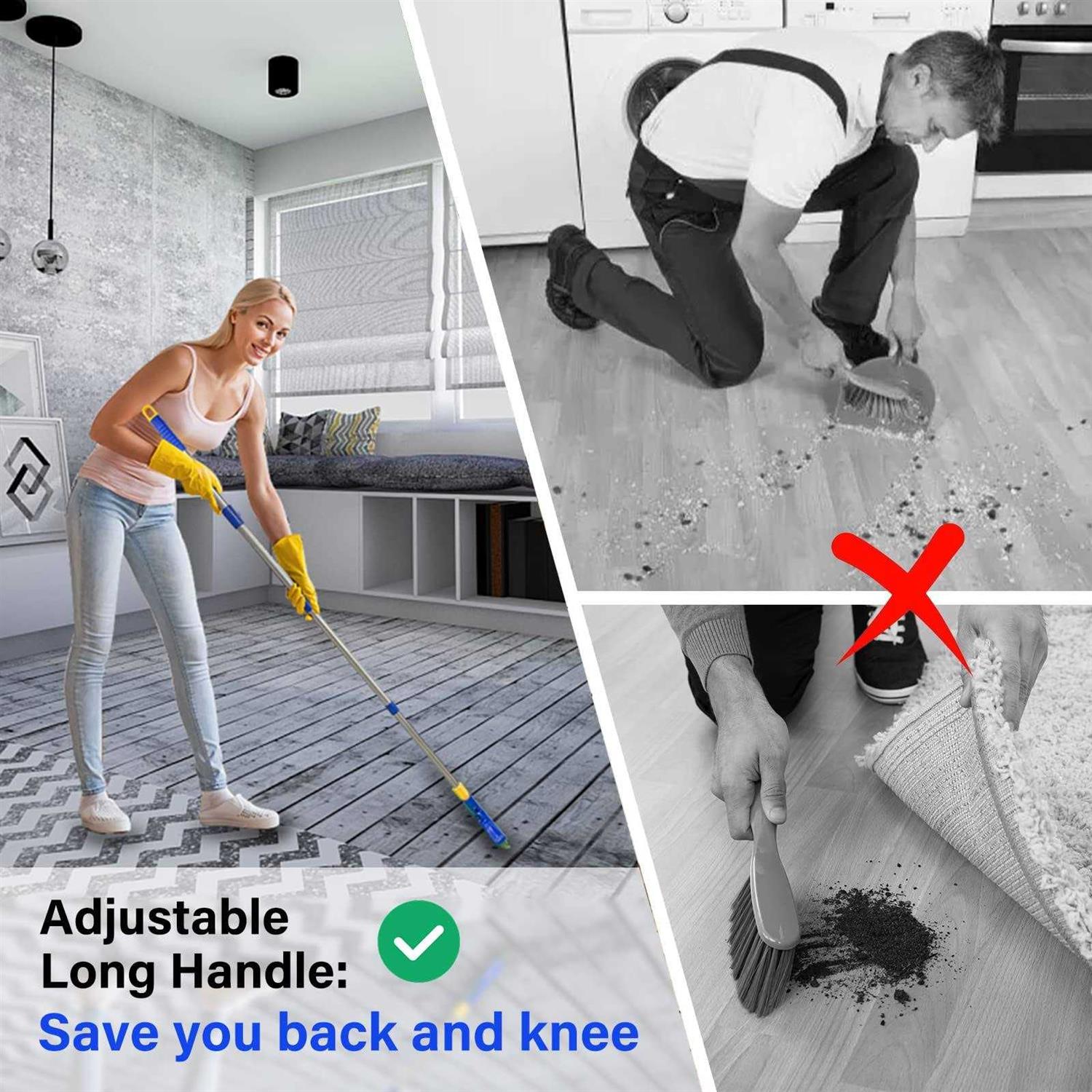 ITTAR Grout Brush with Long Adjustable Handle Swivel Scrub Brush - Image 3