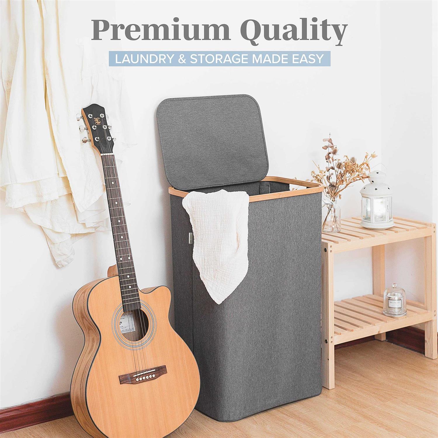 Lonbet Laundry Hamper with Lid XL 100 L Large Hampers for Laundry with Handles - Image 4