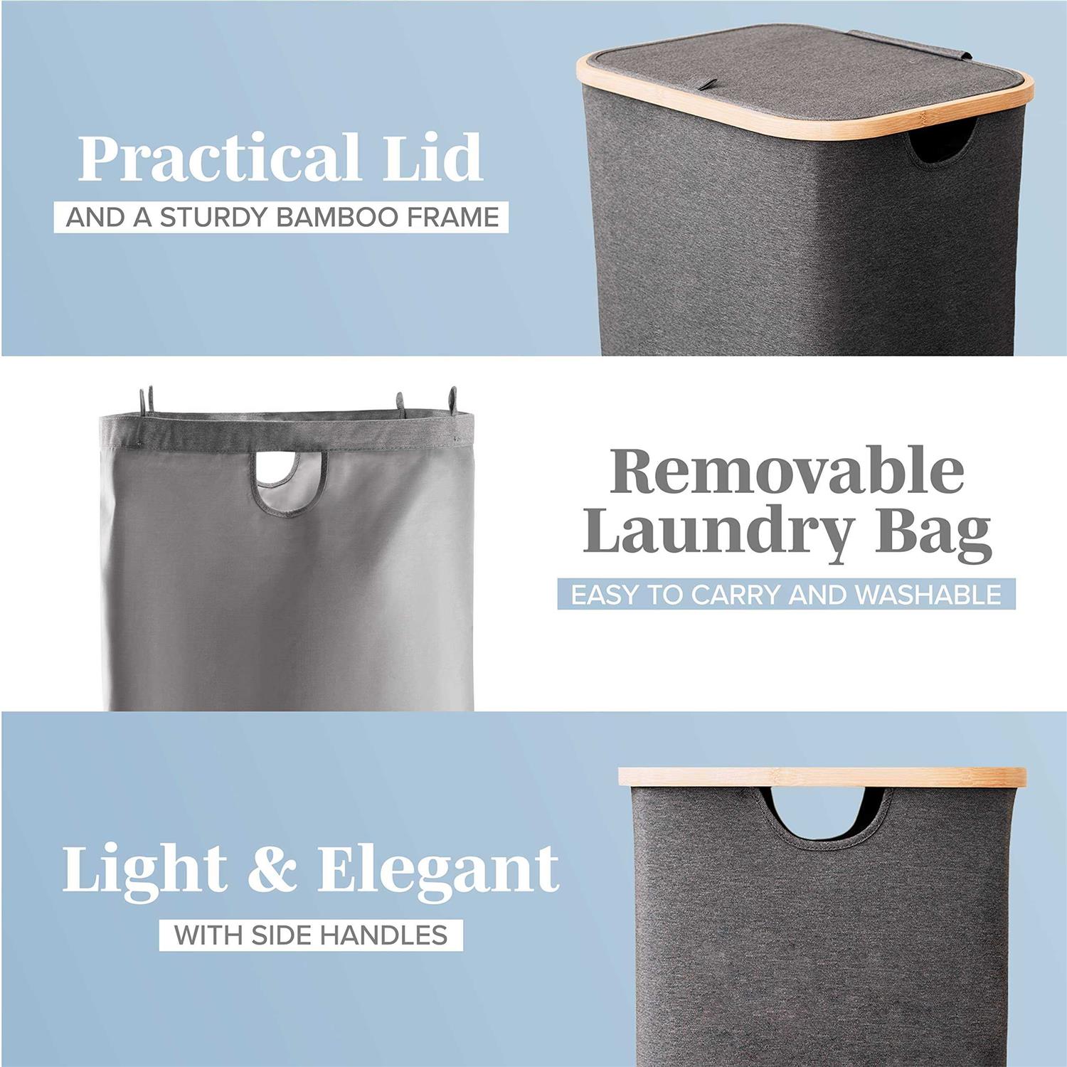 Lonbet Laundry Hamper with Lid XL 100 L Large Hampers for Laundry with Handles - Image 5