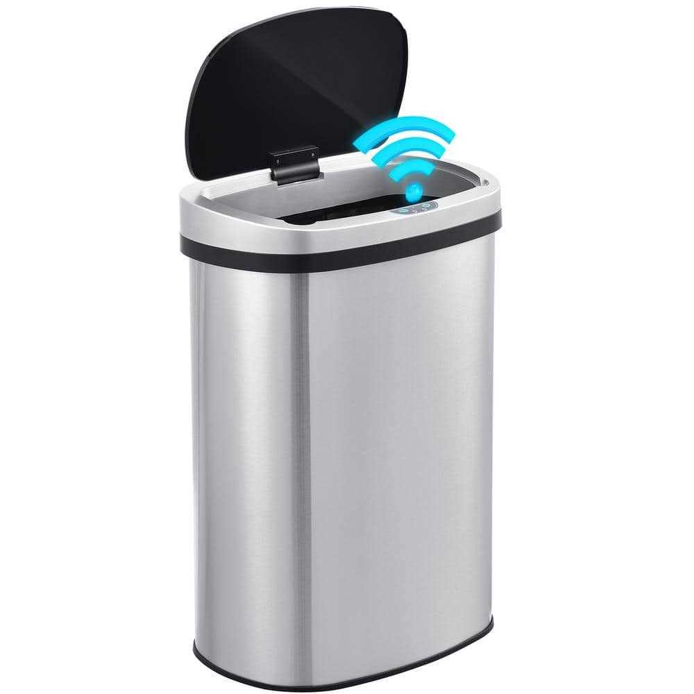 Innovaze Stainless Steel Oval Motion Sensor Trash Can Kitchen - Image 3
