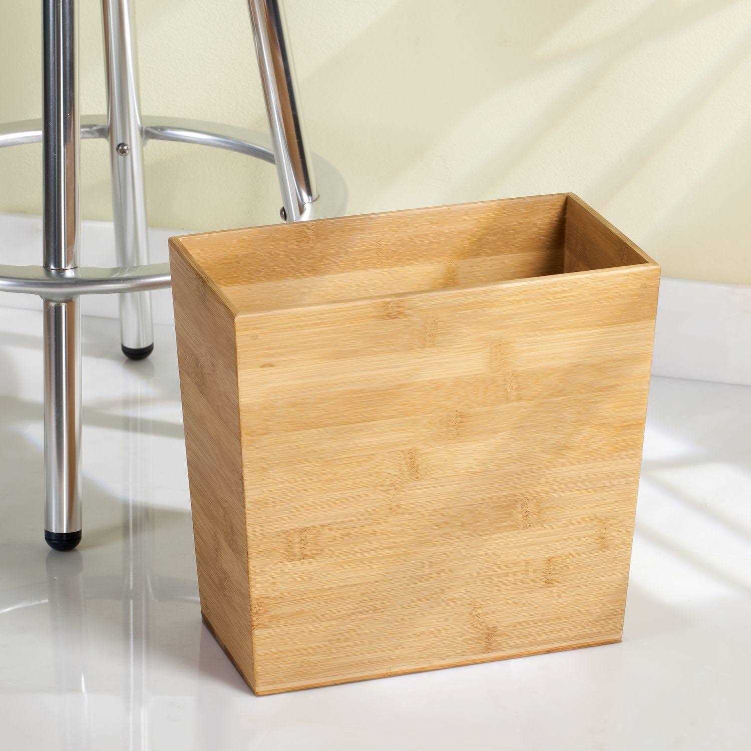 iDesign Formbu Bamboo Rectangular Waste Basket - Image 2