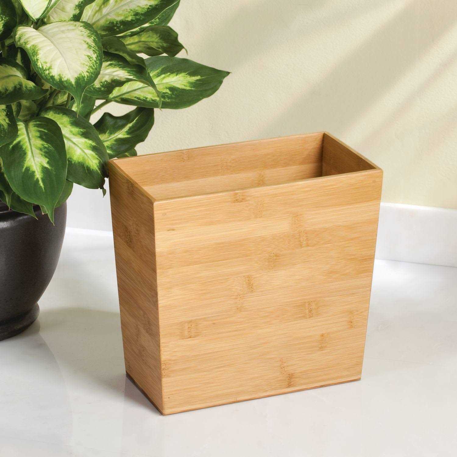 iDesign Formbu Bamboo Rectangular Waste Basket - Image 3