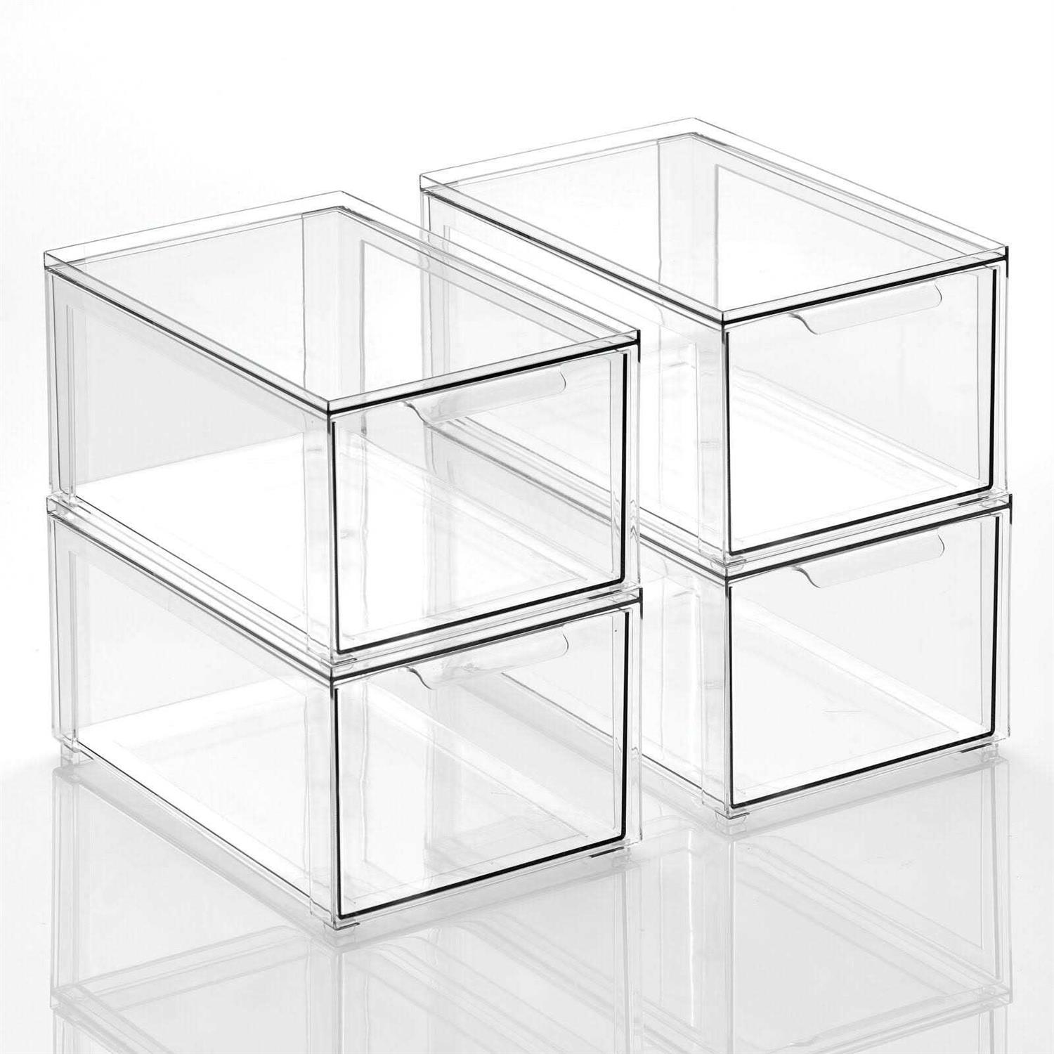 mDesign Plastic Stacking Closet Storage Organizer Bin with Drawer - Image 4