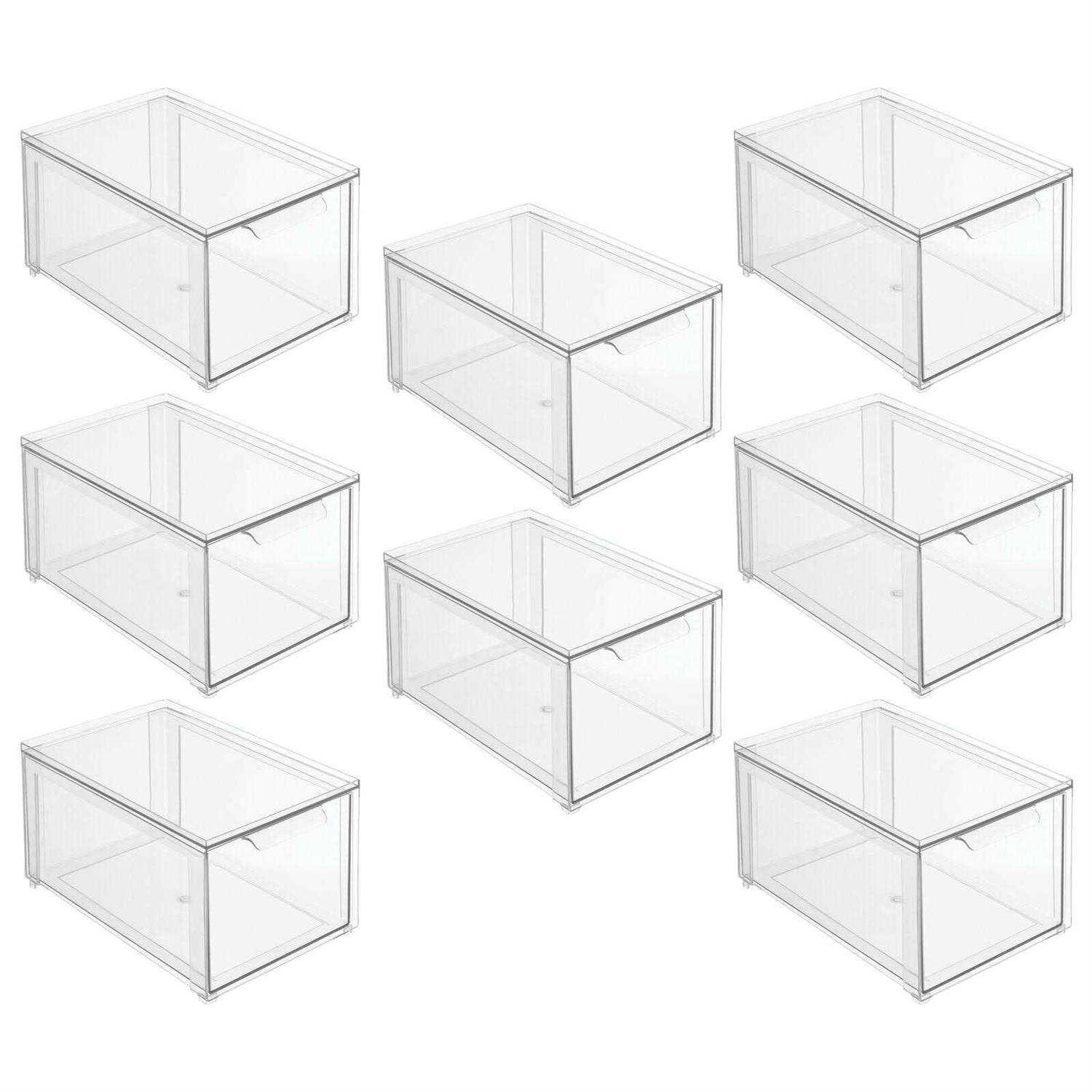 mDesign Plastic Stacking Closet Storage Organizer Bin with Drawer - Image 5
