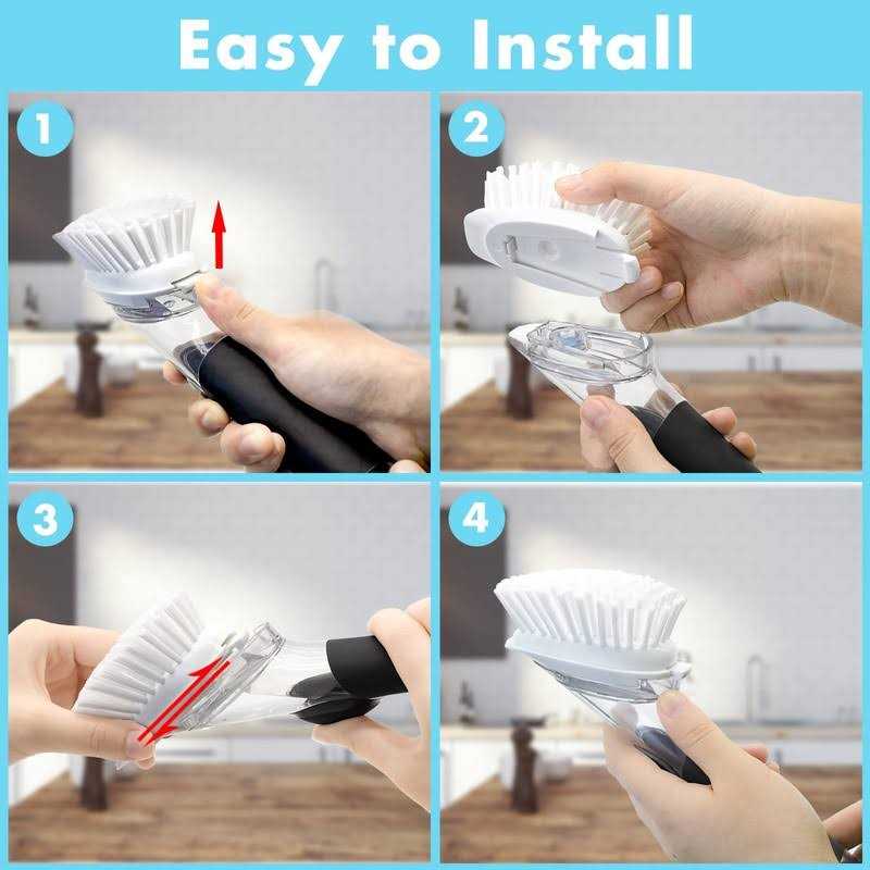 Dish Brush Refill 4 Pack Soap Dispensing Dish Brush Refills Dish Brush Replacement Head for OXO Dish Brush - Image 4
