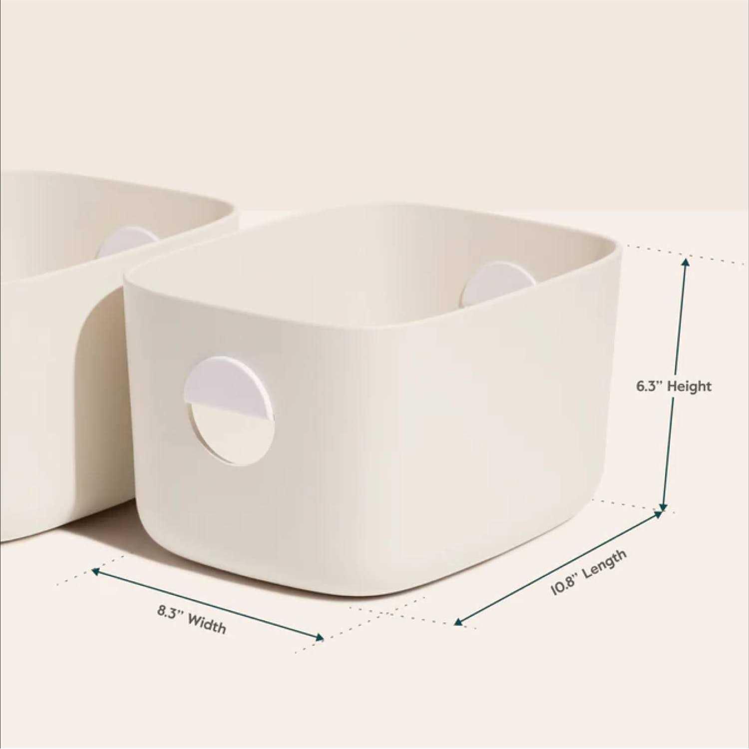 Open Spaces Storage Bin Set 2 Durable Hard Plastic Bins, 2 Wood or Plastic Lids - Image 2