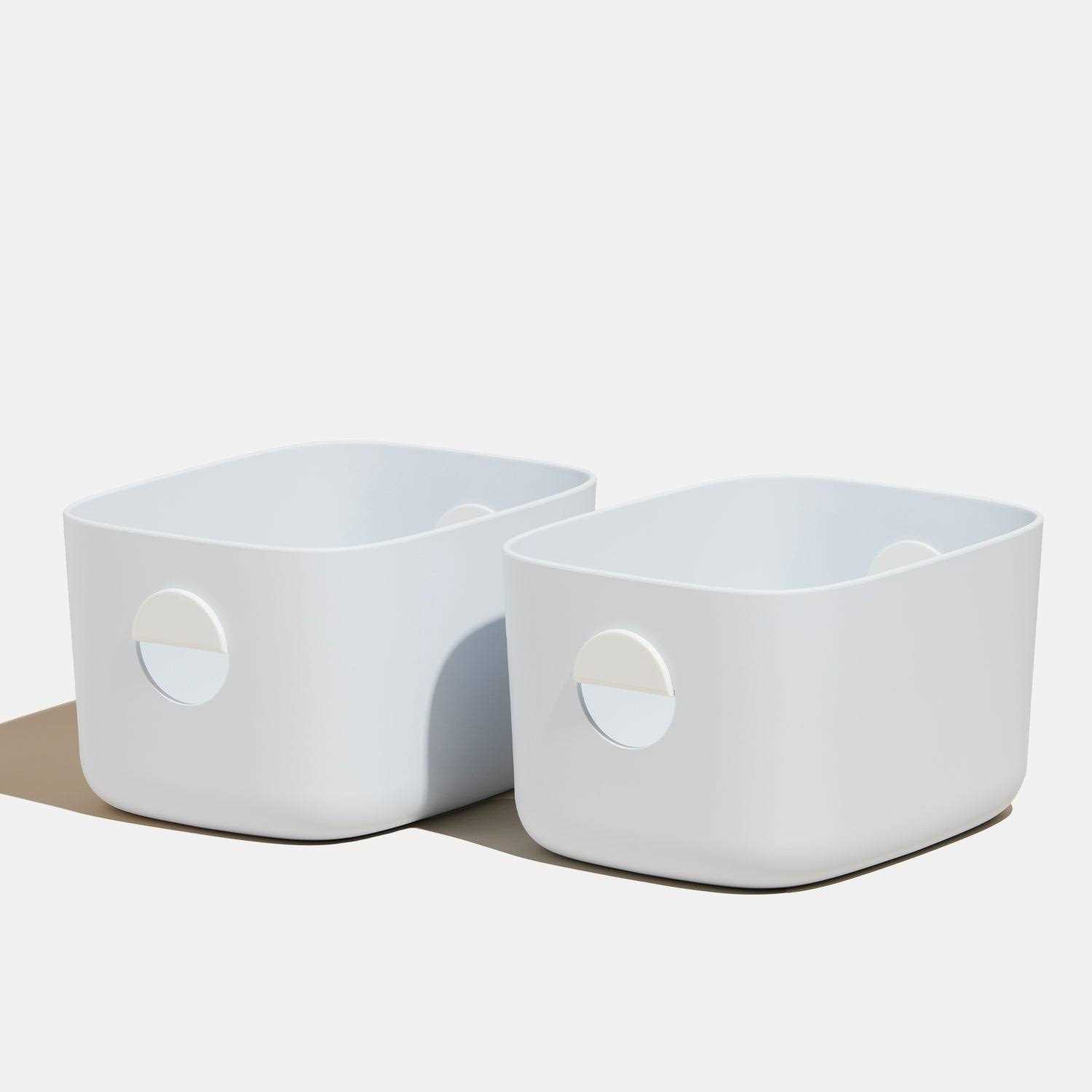 Open Spaces Storage Bin Set 2 Durable Hard Plastic Bins, 2 Wood or Plastic Lids - Image 5