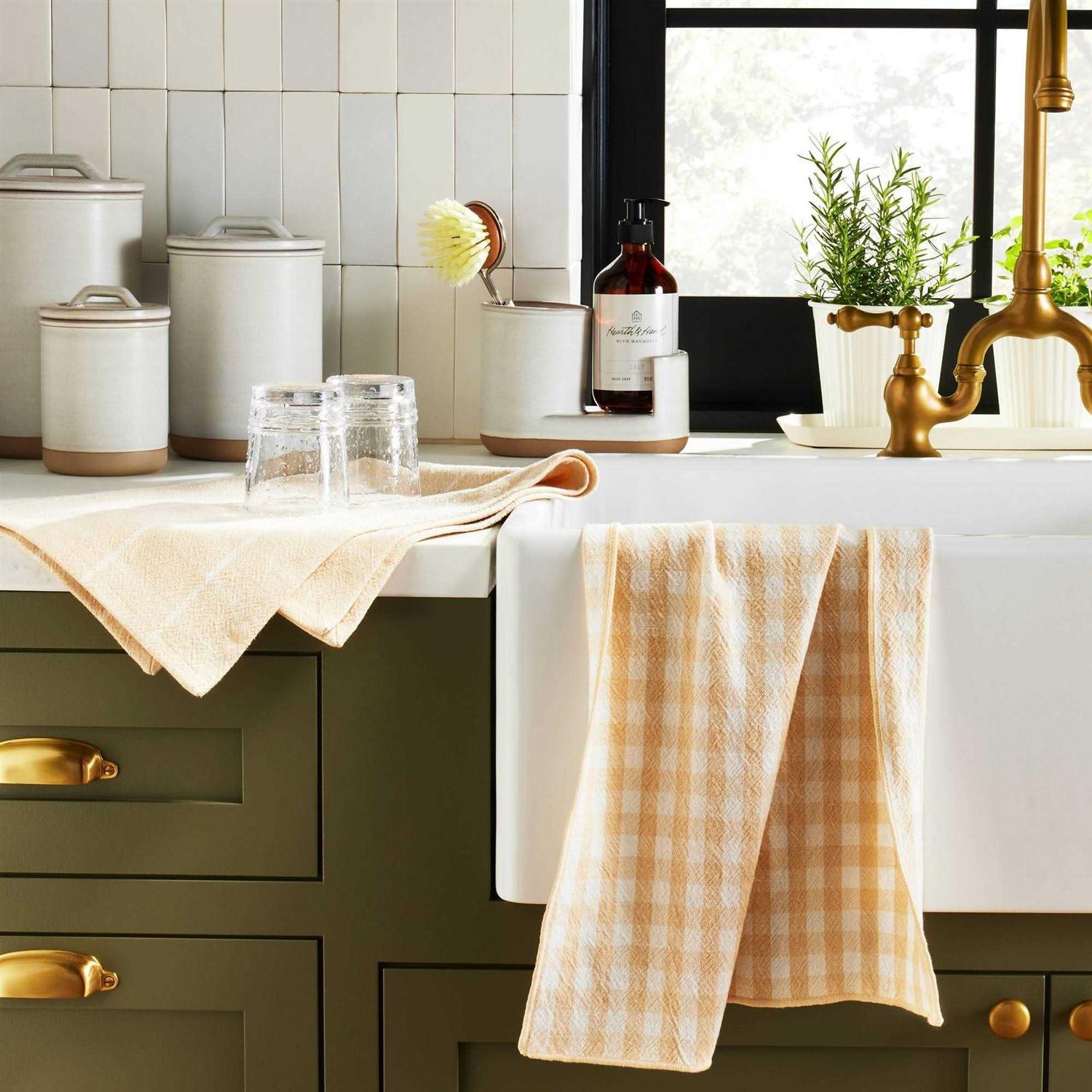 Hearth & Hand with Magnolia Modern Rim Stoneware Kitchen Sink Caddy Cream/Clay - Image 4