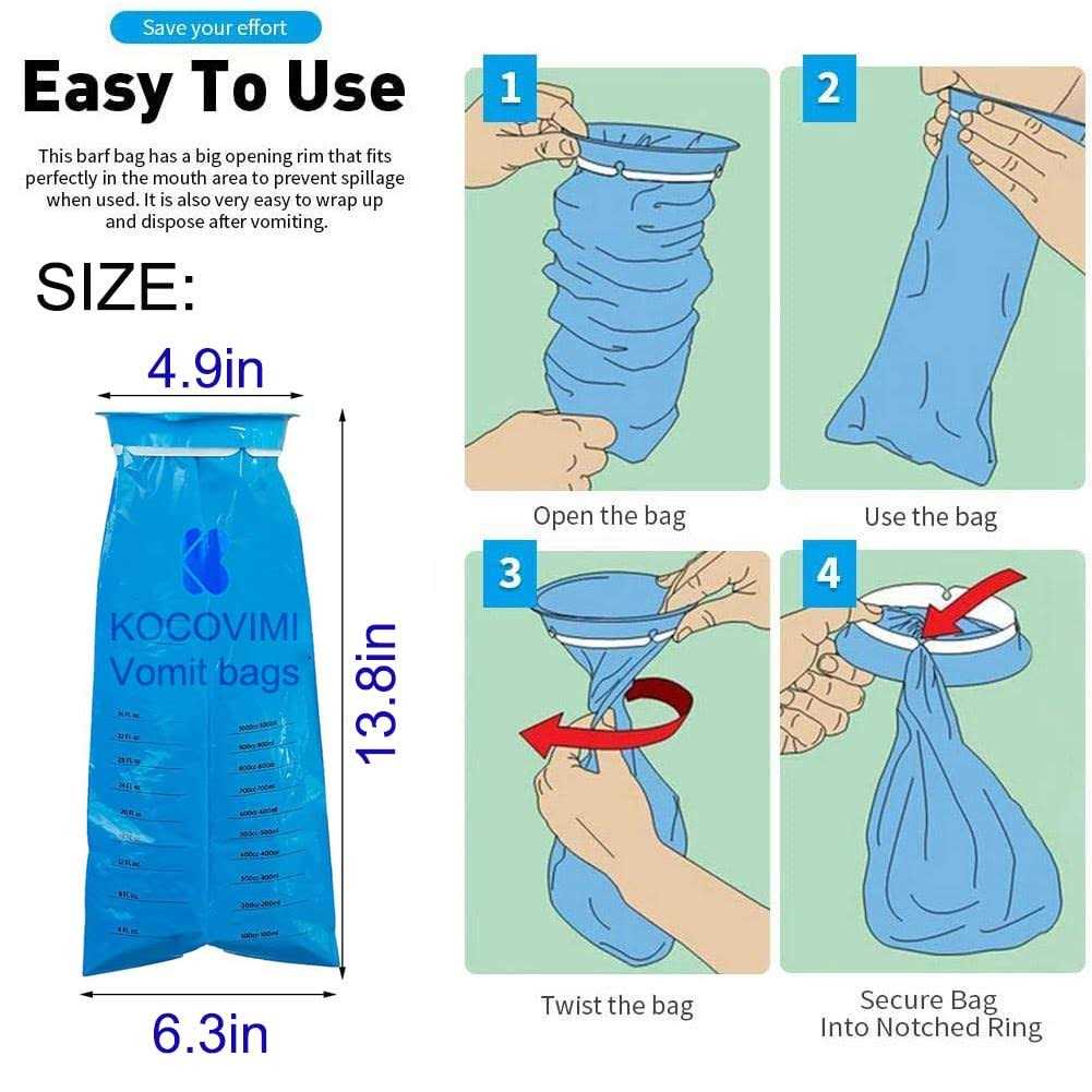 KOCOVIMI Vomit Bags Disposable,12 Pack Original Authentic Barf Bags Disposable for Adults,Kids,Easy to Use Throw Up Bags Disposable,Super Effective - Image 4