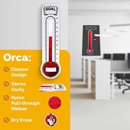 Fundraising Thermometer Chart Goal Tracker Dry Erase Goal Setting Wall Mounted Thermometer - Image 3