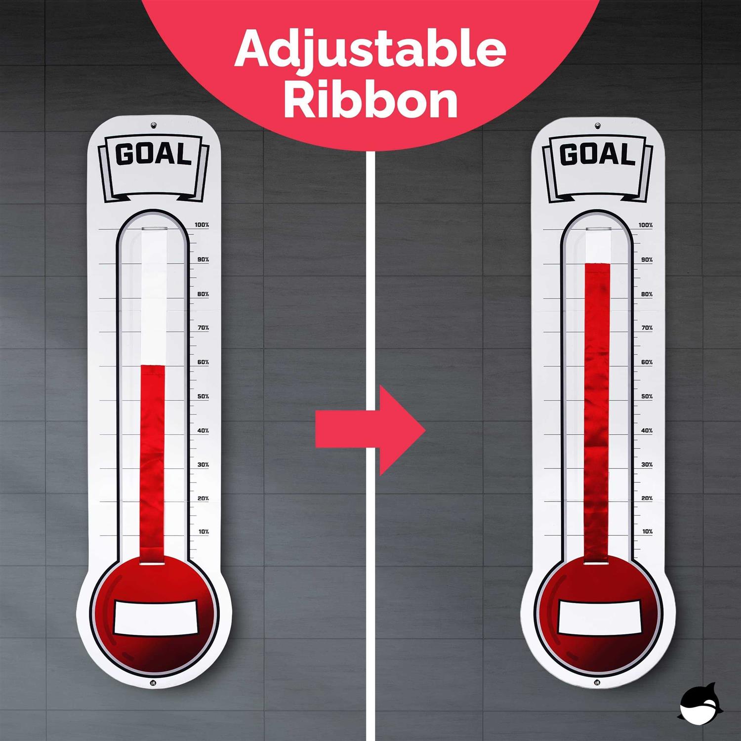Fundraising Thermometer Chart Goal Tracker Dry Erase Goal Setting Wall Mounted Thermometer - Image 4