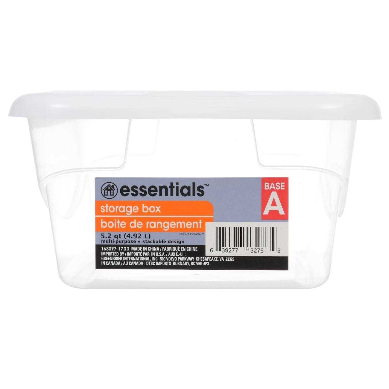 Essentials Plastic Storage Boxes with Lids