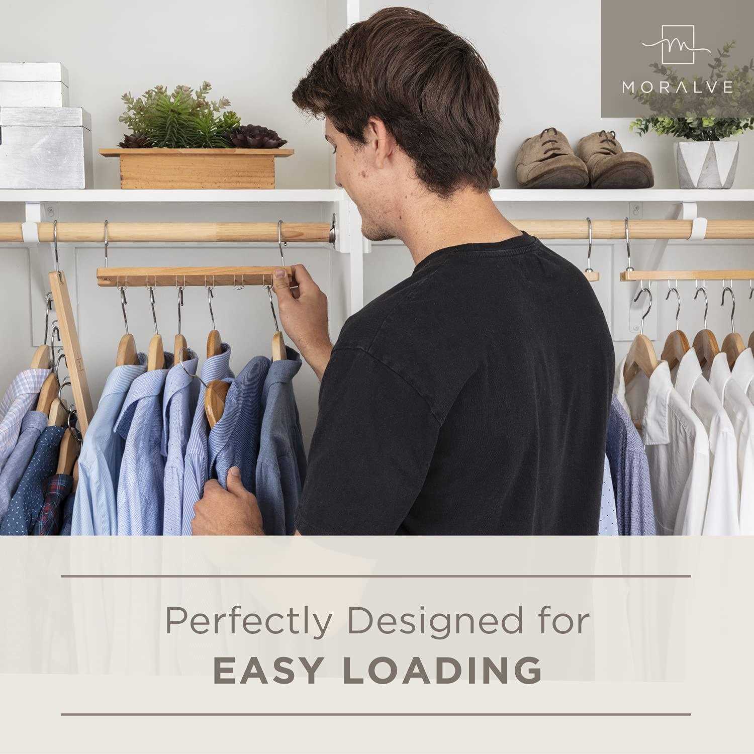 MORALVE Space Saving Hangers for Closet Organizer 4 Pack European Beechwood Shirt Organizer for Closet - Image 5