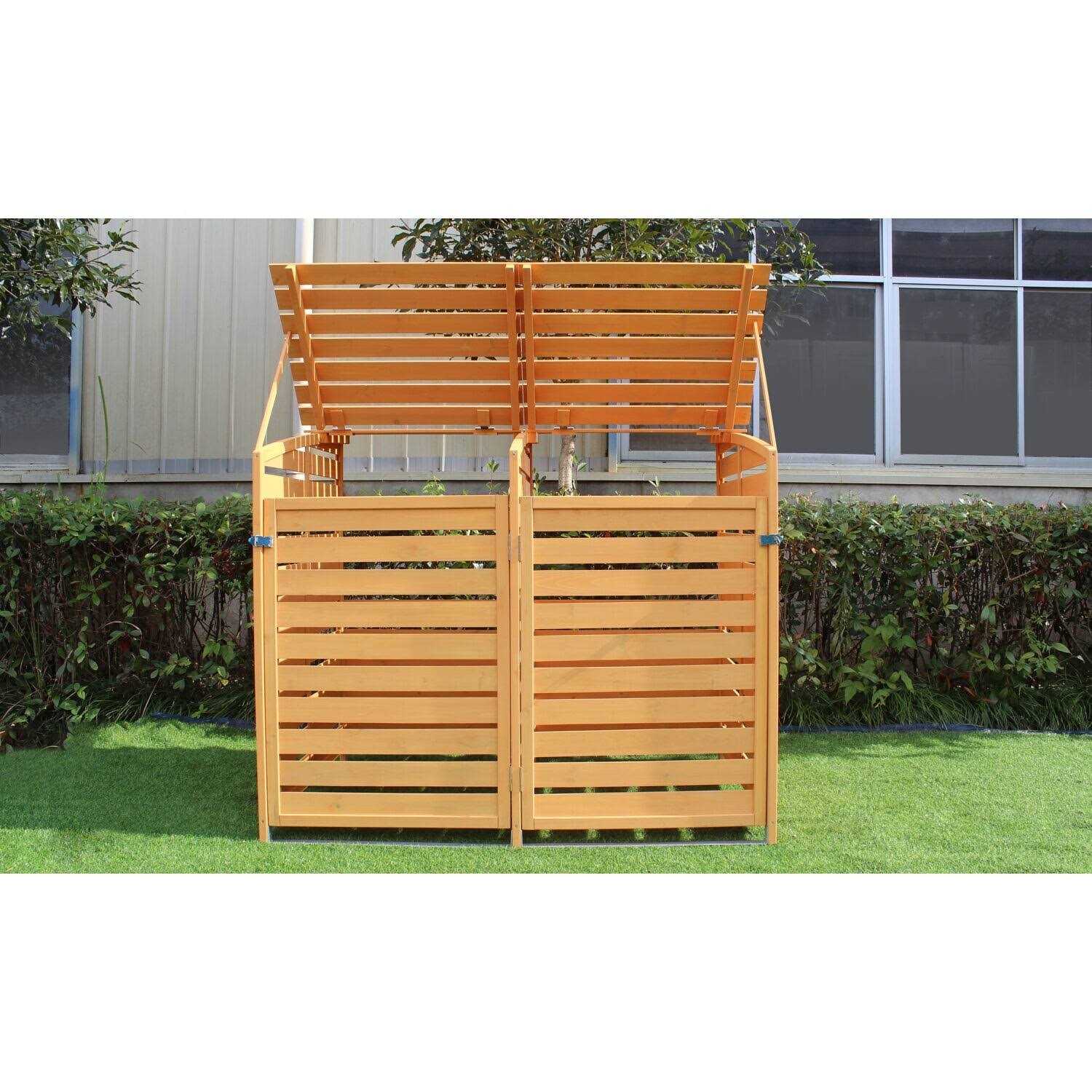 Hanover Outdoor 4.9 ft. x 4 ft. Wooden Trash Bin and Recyclables Storage Shed HANWS - Image 3