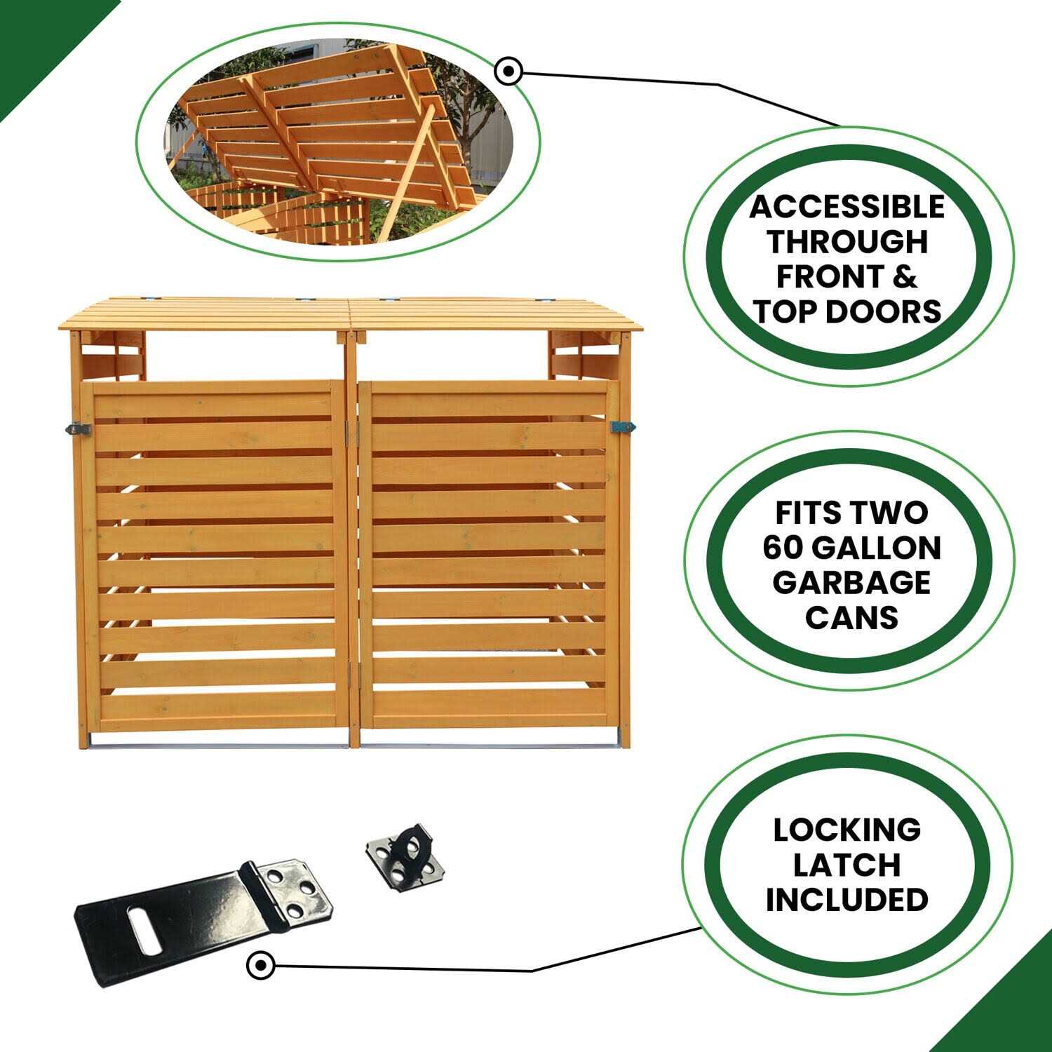 Hanover Outdoor 4.9 ft. x 4 ft. Wooden Trash Bin and Recyclables Storage Shed HANWS - Image 4