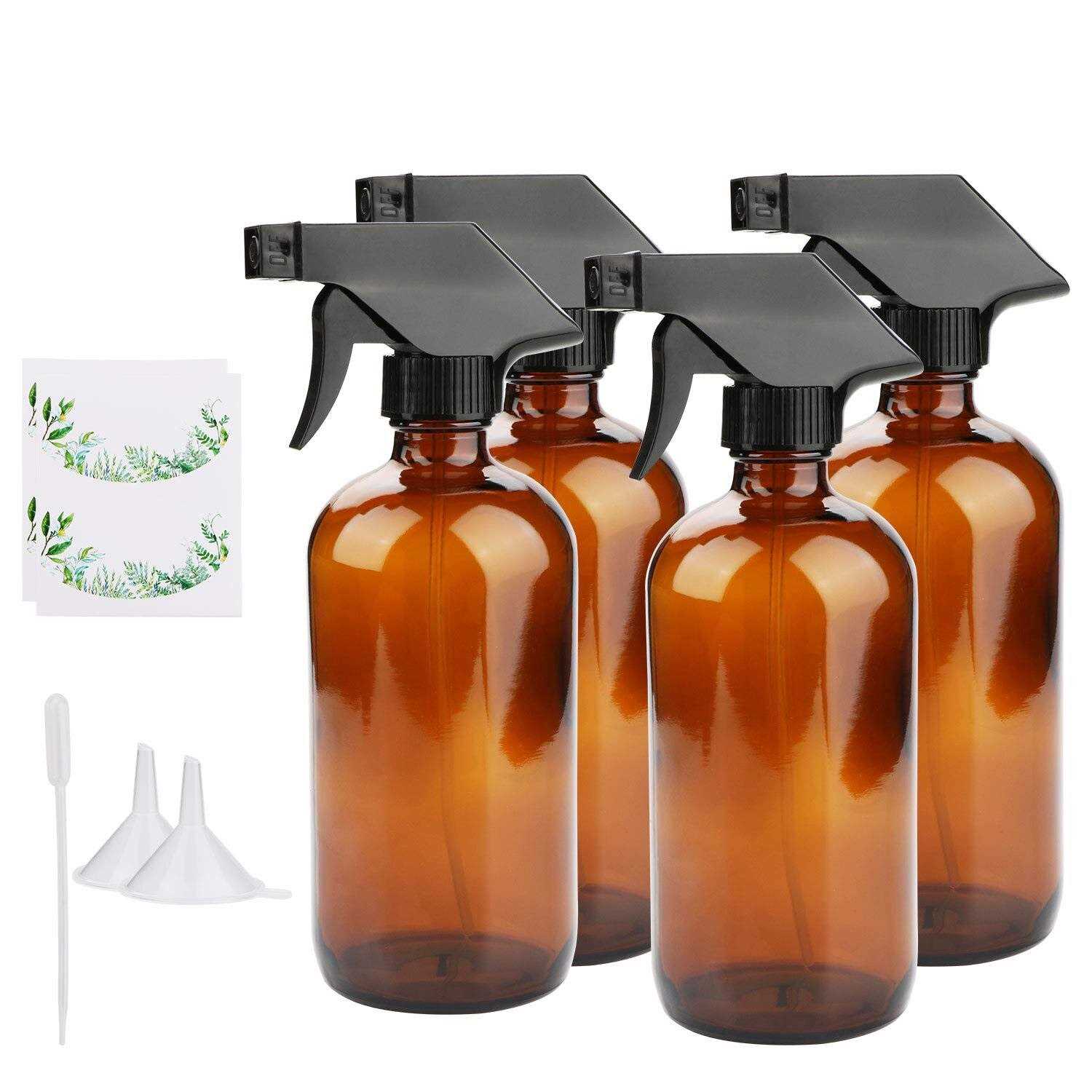 Maredash Empty Spray Bottles Amber Glass Bottle With Labels & Lids