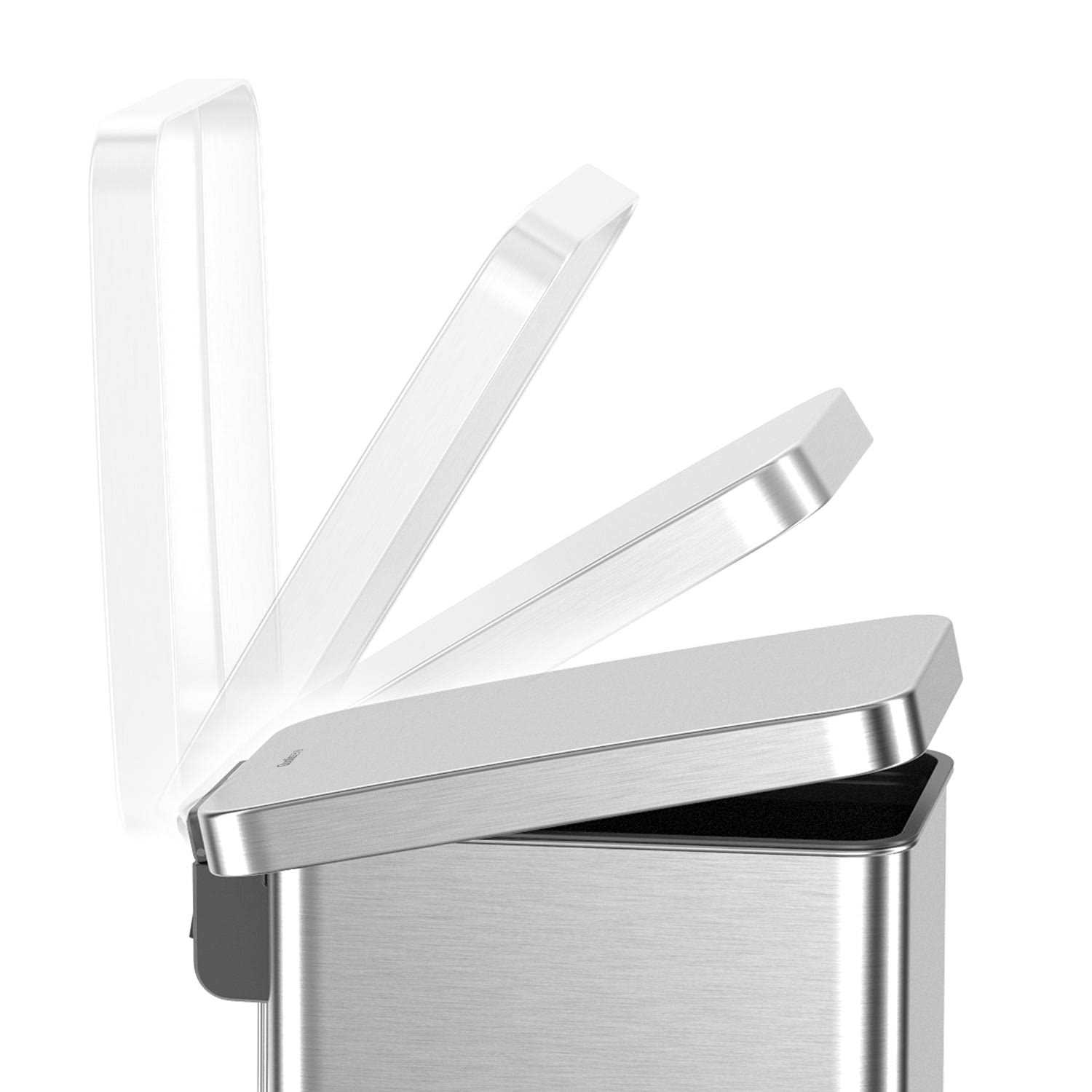 Qualiazero 13.2 Gallon Trash Can Stainless Steel Step On Slim Kitchen Trash Can - Image 4