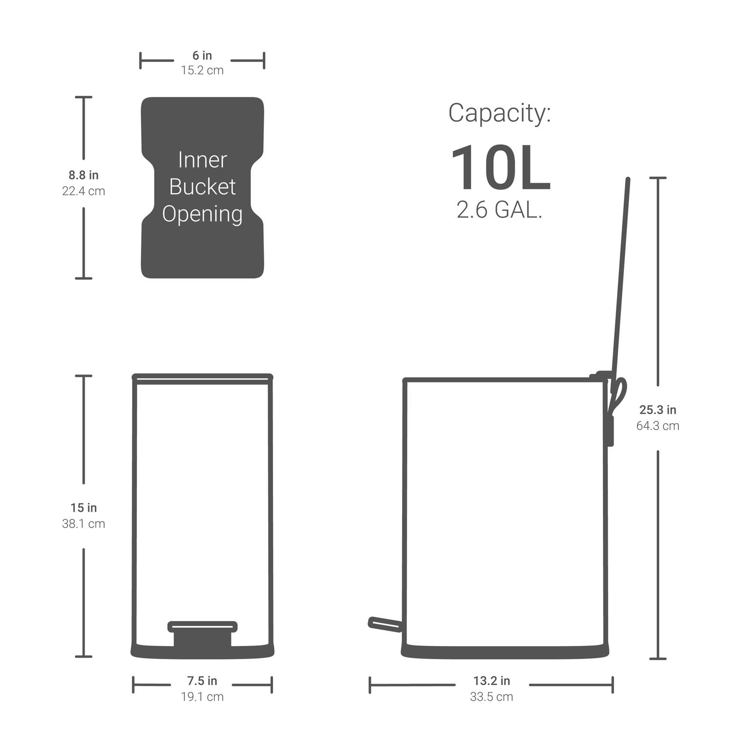 Qualiazero 2.6 Gallon Slim Step On Trash Can - Image 2