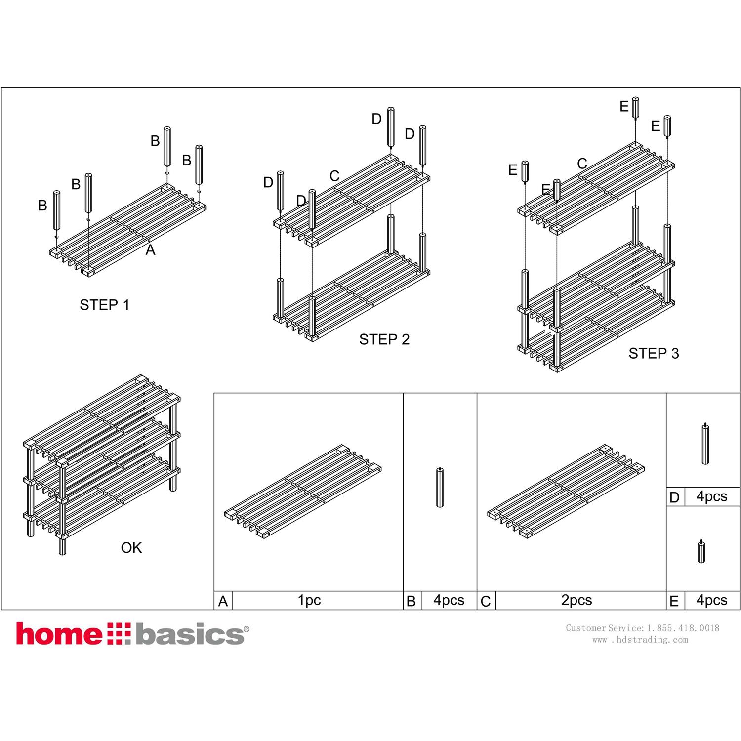 Home Basics 3 Tier Wooden Shoe Rack - Image 2