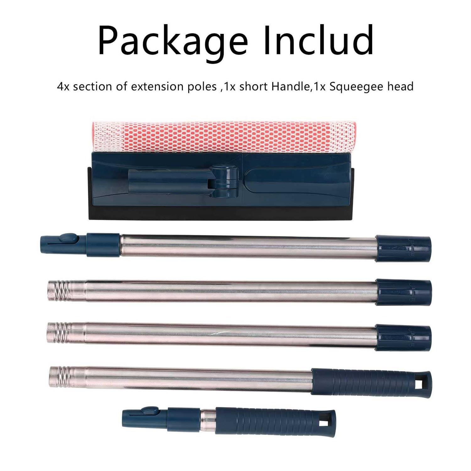 Multi-Use Window Squeegee with 56 Long Handle,2 in 1 Window Cleaning Tools with Dual Side Blade Rubber & Scrubber Sponge - Image 2