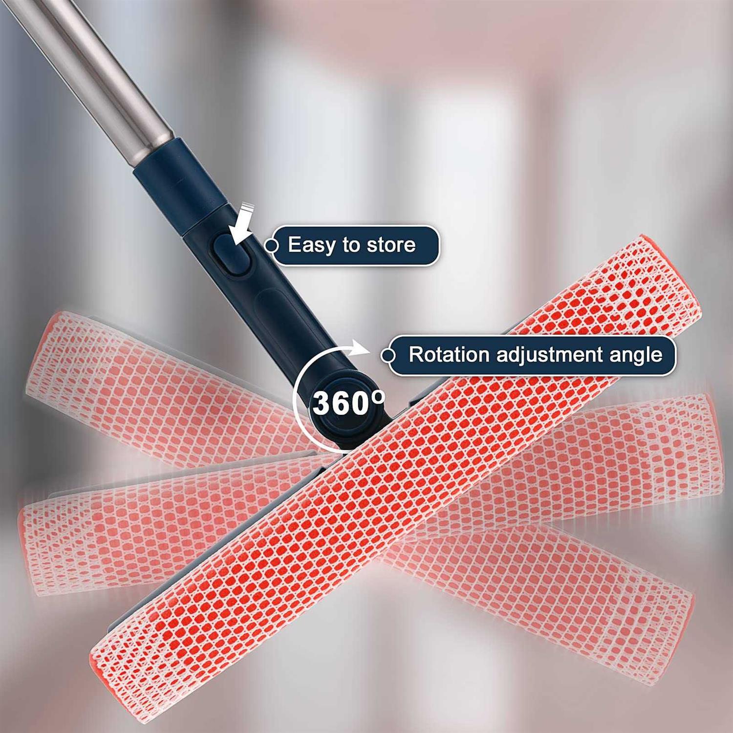 Multi-Use Window Squeegee with 56 Long Handle,2 in 1 Window Cleaning Tools with Dual Side Blade Rubber & Scrubber Sponge - Image 3