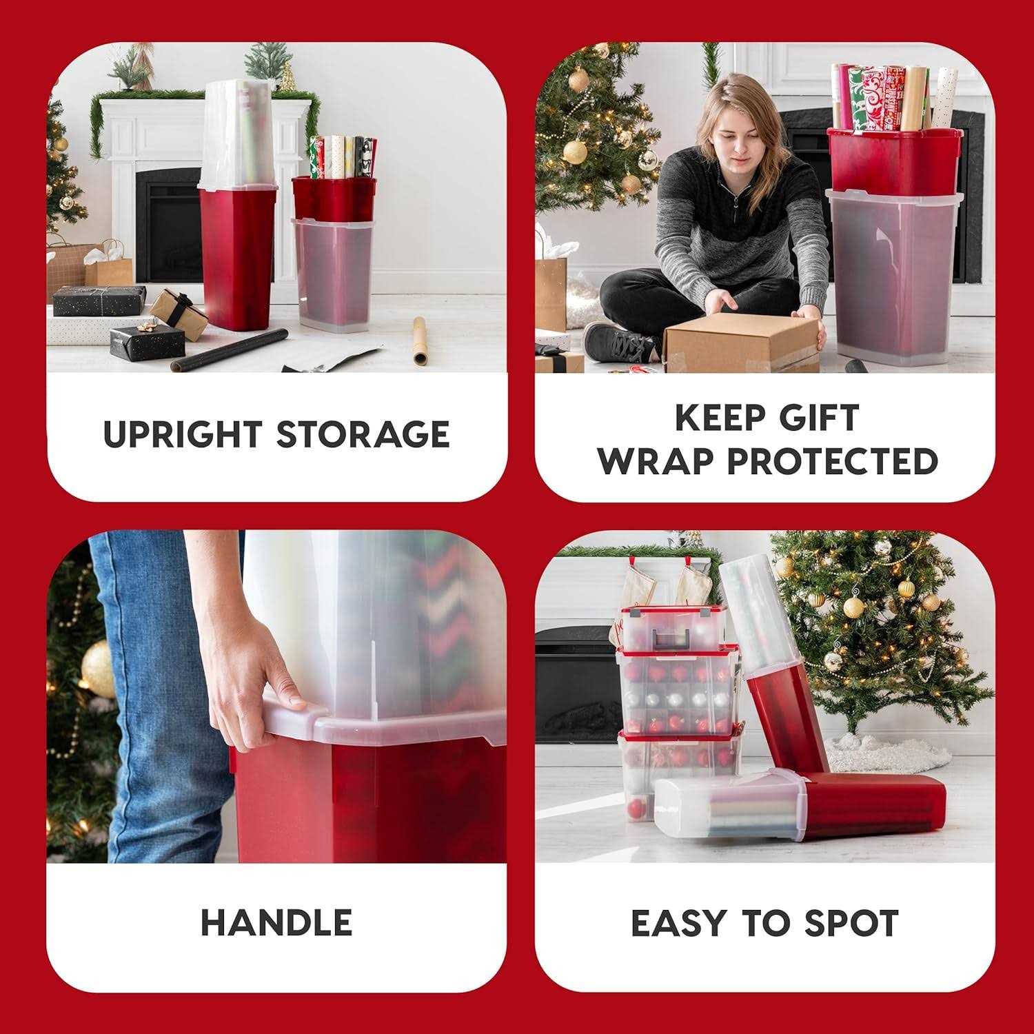 IRIS USA 40 20 Rolls Wrapping Paper Storage Box Container - Image 4