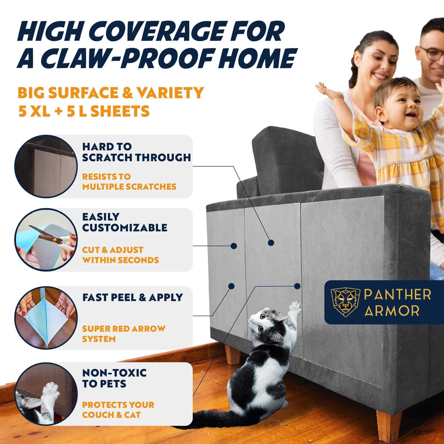 Panther Armor Cat Scratch Furniture Protector for Sofa Couch Double Sided Anti Scratching - Image 5