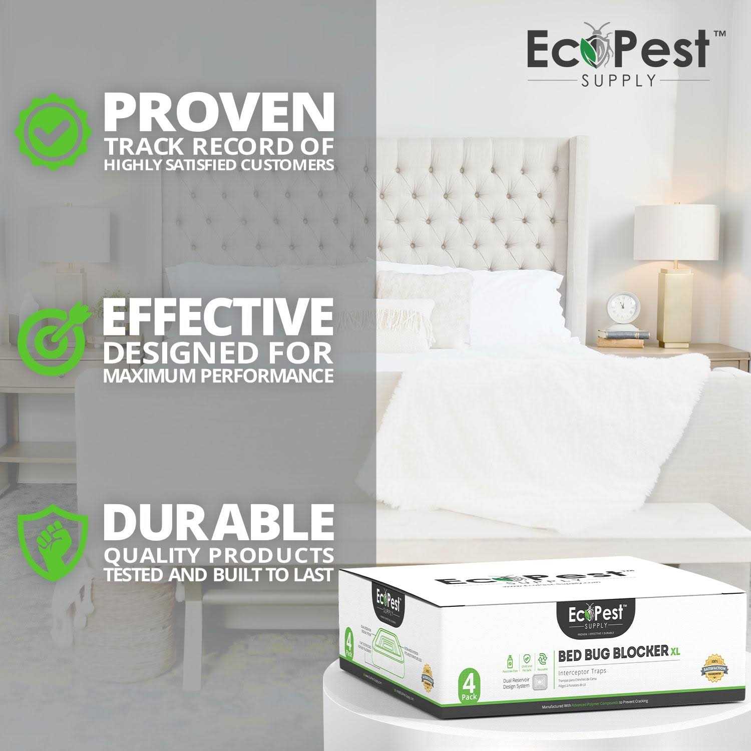 ECOPEST Bed Bug Interceptors – 4 Pack Bed Bug Blocker Interceptor Traps - Image 4