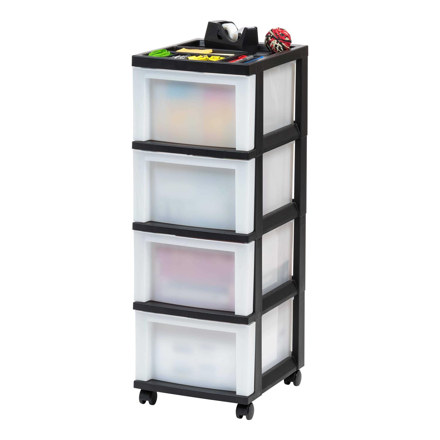 Iris 4 Drawer Storage Cart with Organizer Top - Image 5