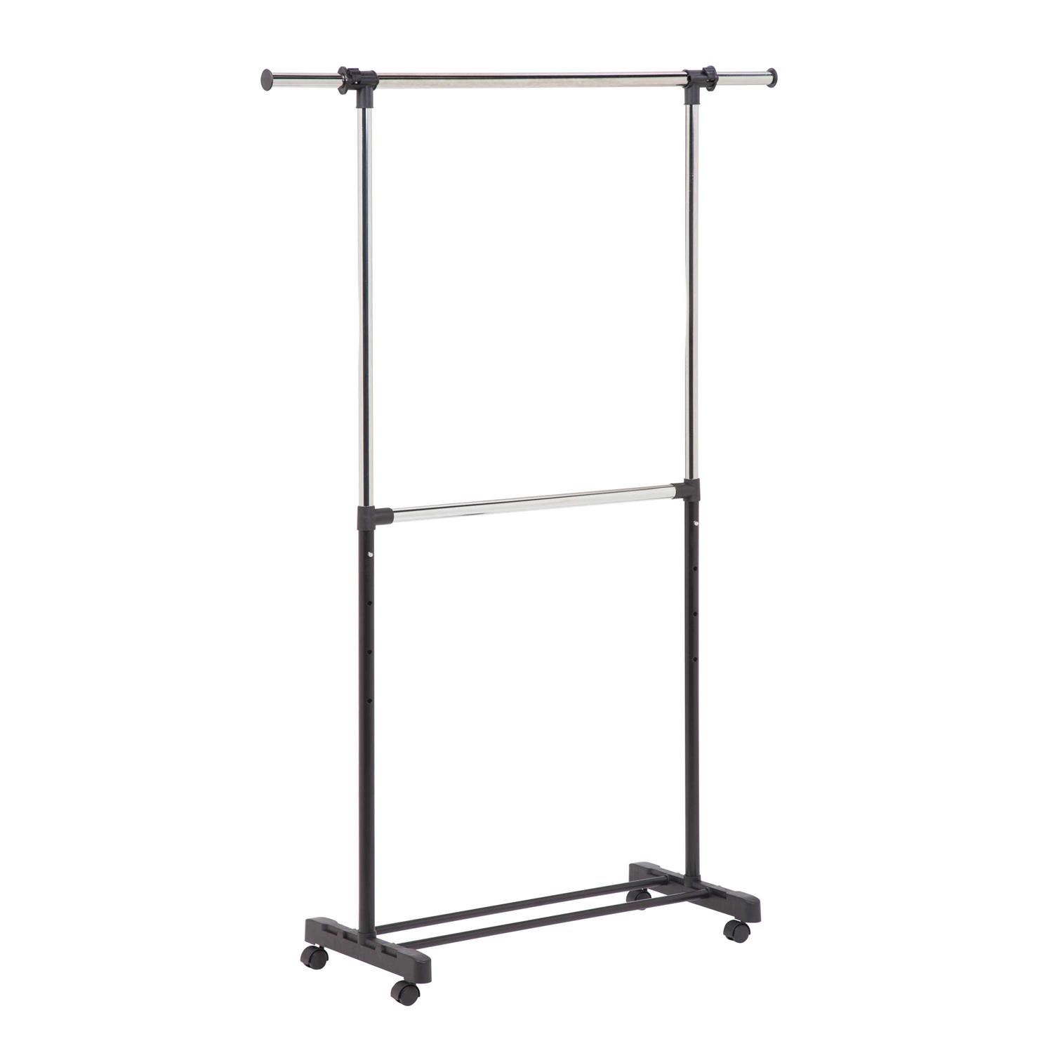 Honey Can Do Adjustable Rolling Metal Double Clothes Rack - Image 2