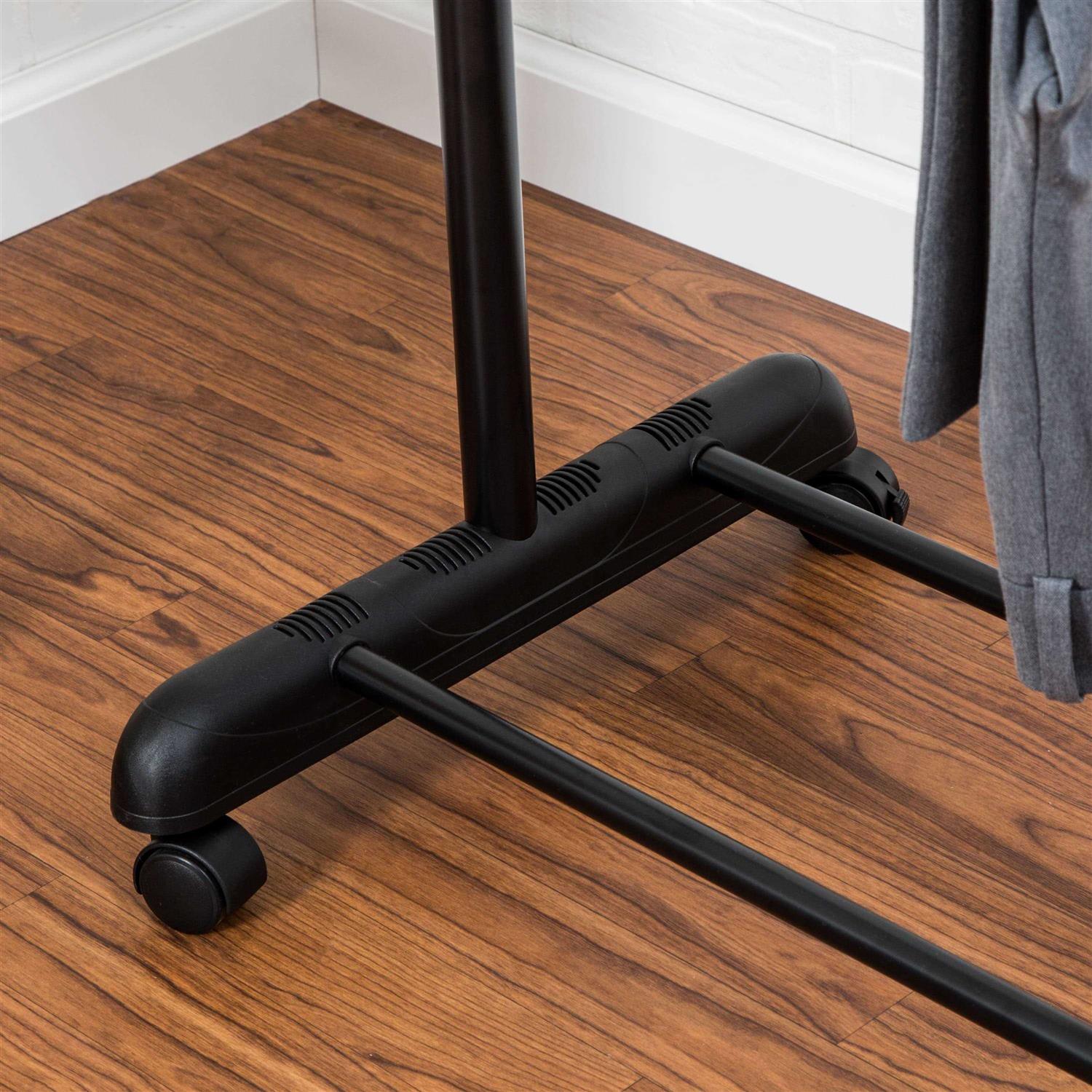 Honey Can Do Adjustable Rolling Metal Double Clothes Rack - Image 3