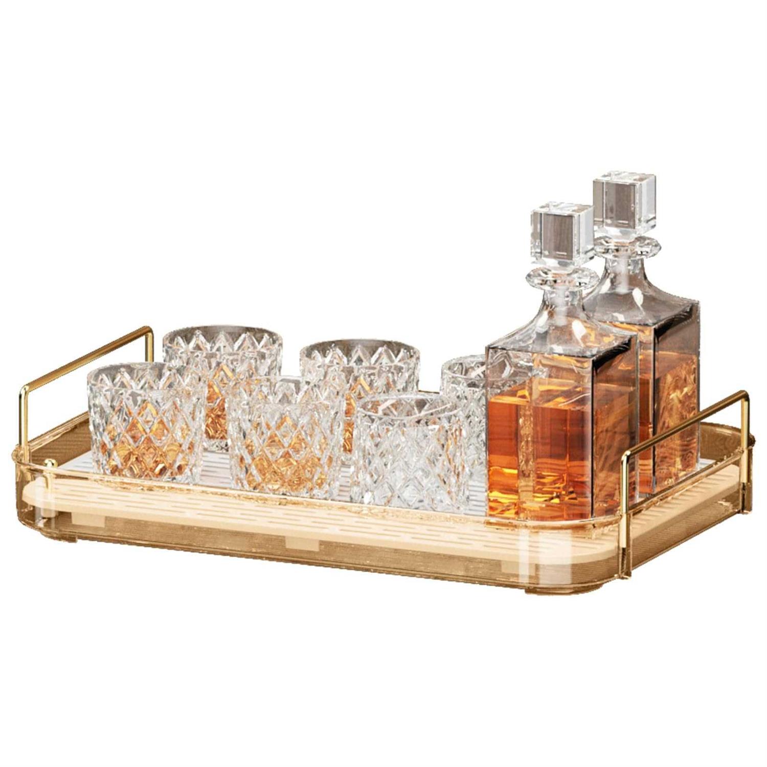 Seoneiro Whiskey Tray Glass Cup Rack Mug Holder Coffee Cup Organizer