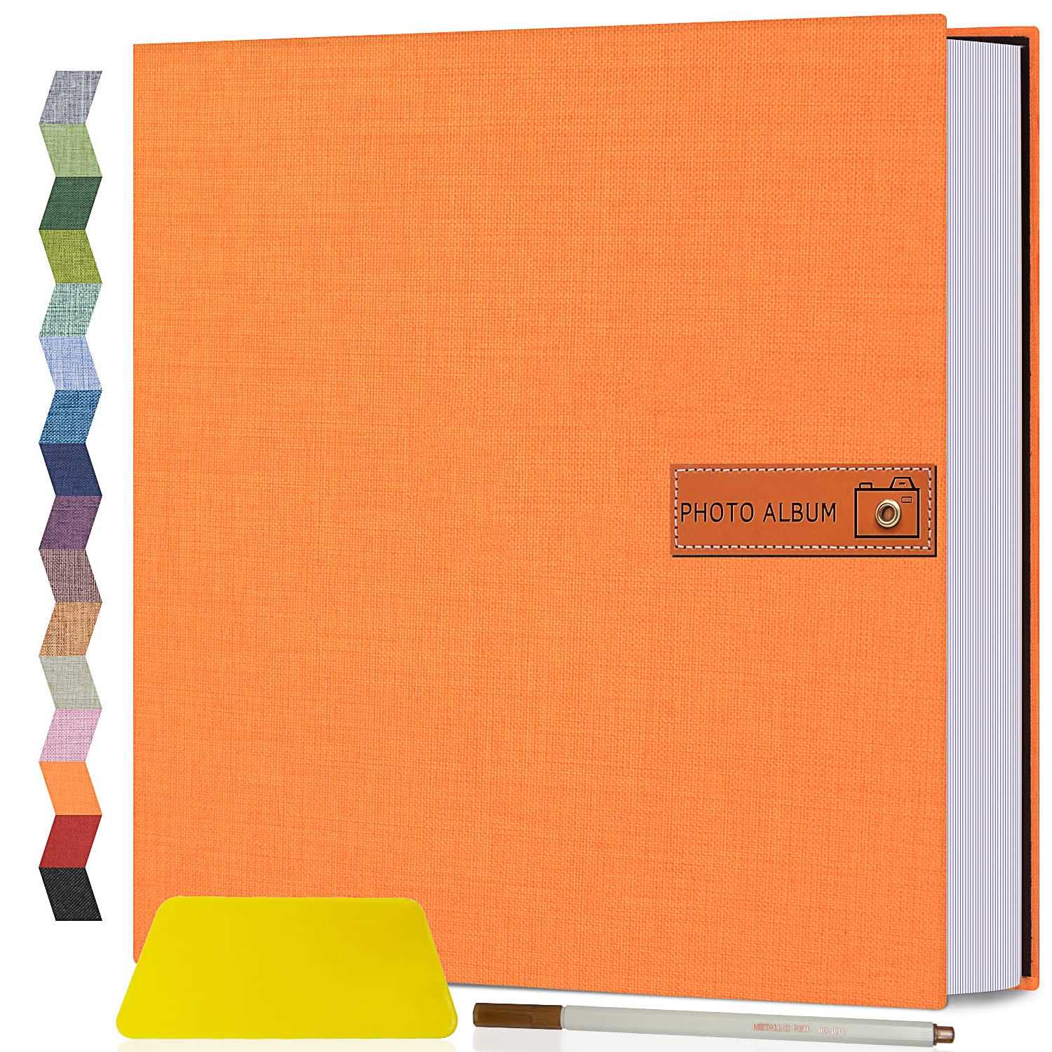 Popotop Large Photo Album Self Adhesive 4x6 5x7 8x10 Scrapbook Album Diy Pages Picture Book,Gifts for Mom,Family Baby and Wedding,with Metal Pen