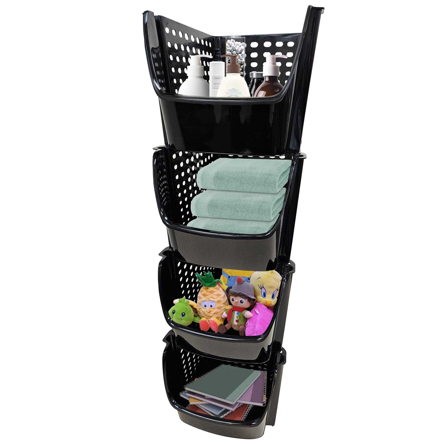 Skywin Plastic Stackable Storage Bins for Pantry Stackable Bins for Organizing Food, Kitchen, and Bathroom Essentials