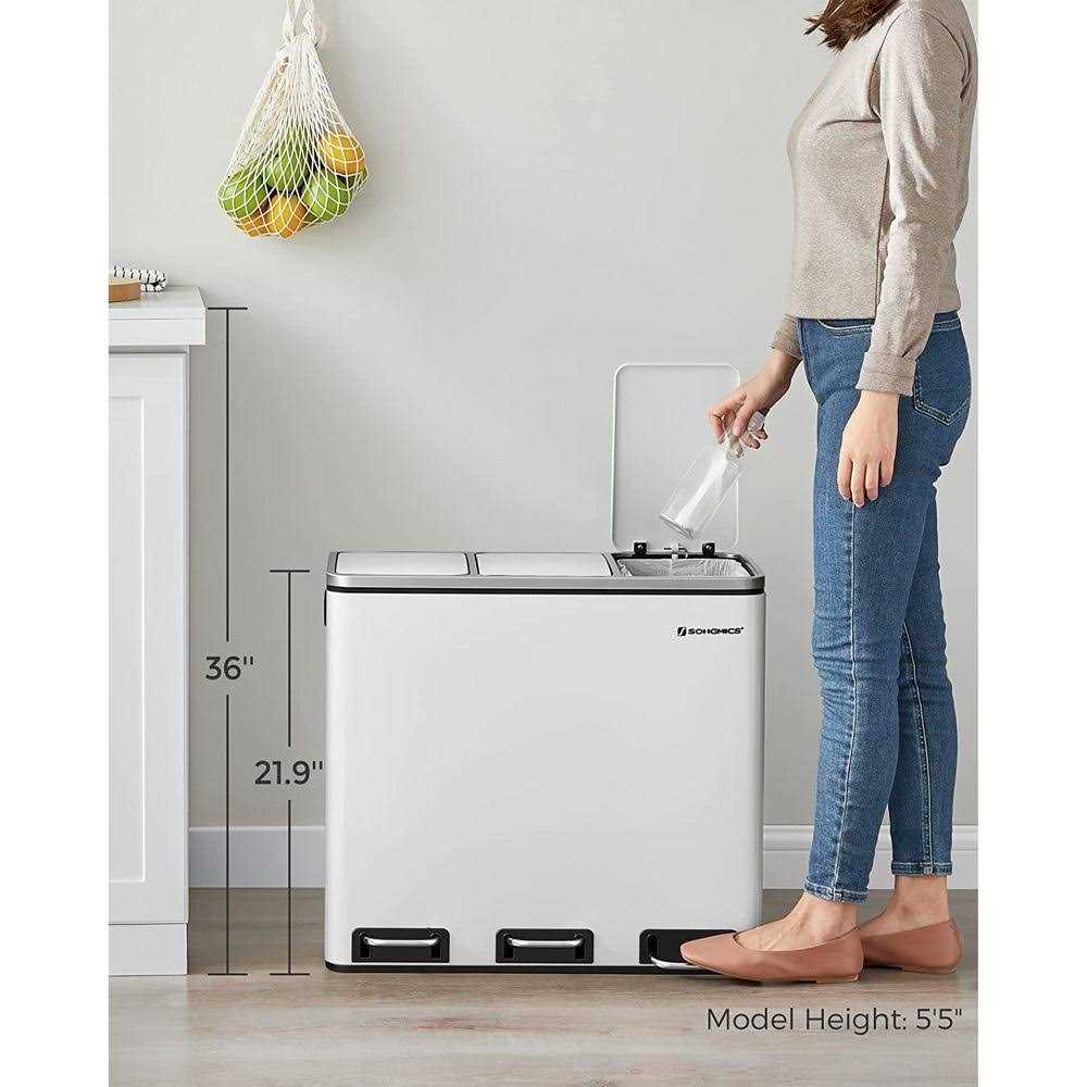 Songmics ULTB54NL Trash Can 3 x 4.8 Gallon Garbage Can - Image 2
