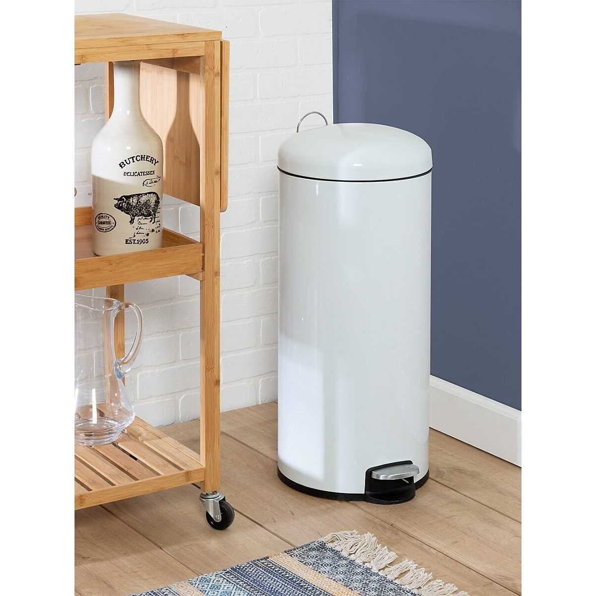 Honey-Can-Do 30L Retro Step Trash Can White - Image 3
