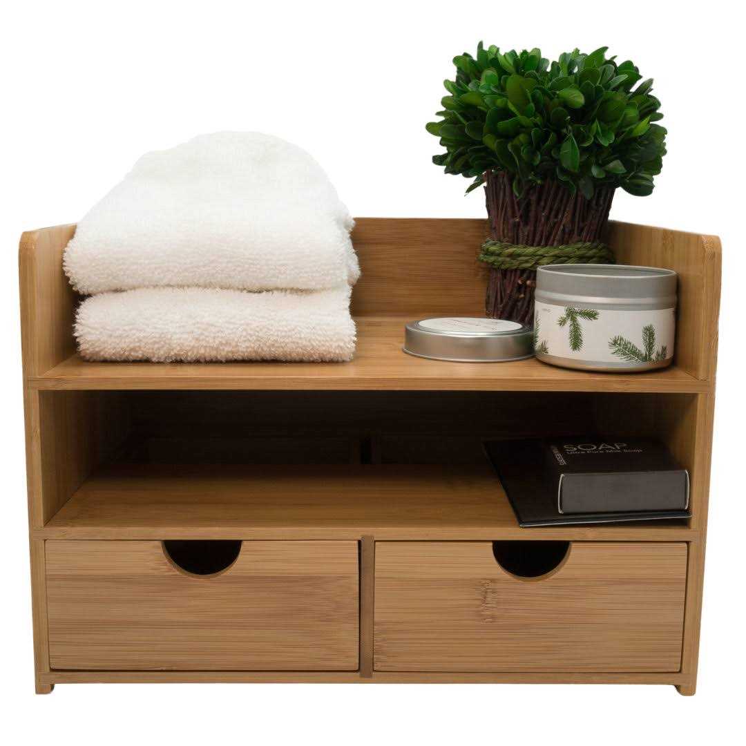 Sorbus 3-Tier Bamboo Desk Organizer with Drawers - Image 5