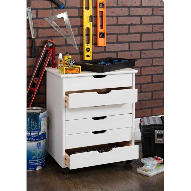 Riverbay Furniture Six Drawer Wood Rolling Cart RF-5018 - Image 3