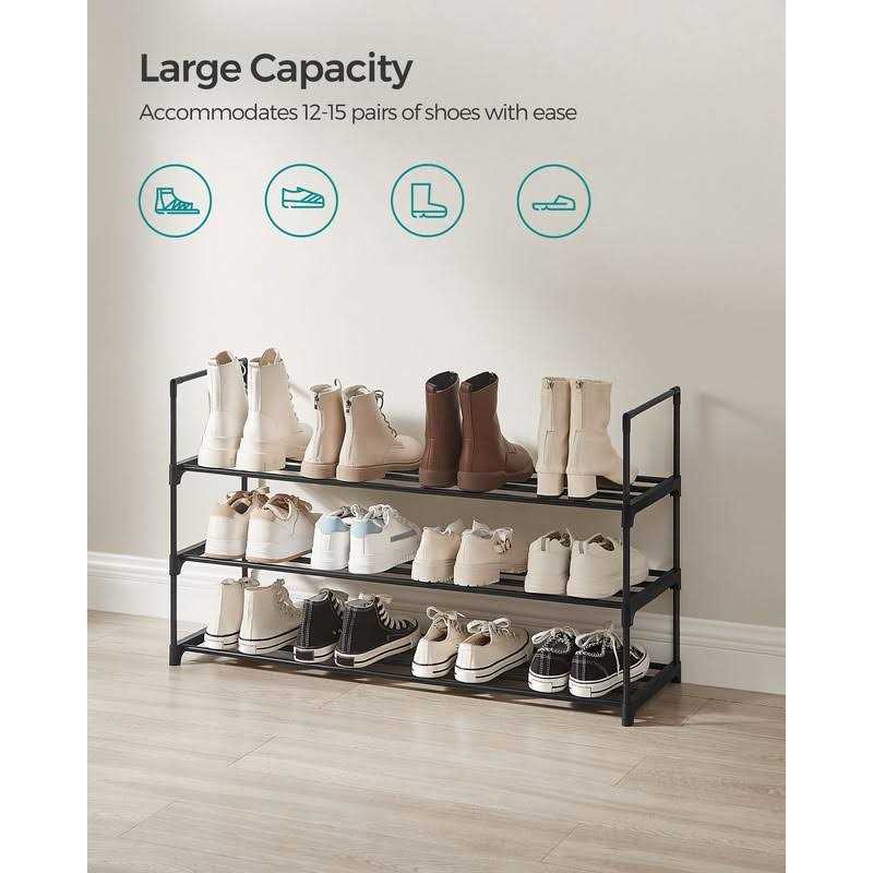 Songmics Shoe Rack 3-Tier Shoe Storage Organizer - Image 5