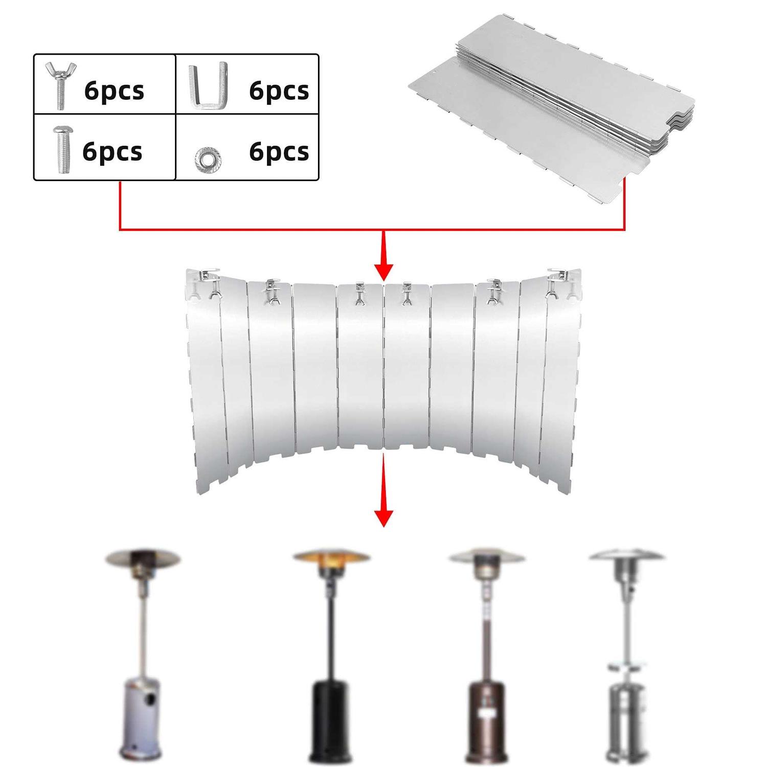MP mypole Patio Heater Reflector Shield, Upgraded 12 Height Heat Focusing Reflector for Round Natural Gas and Propane Patio Heaters - Image 4